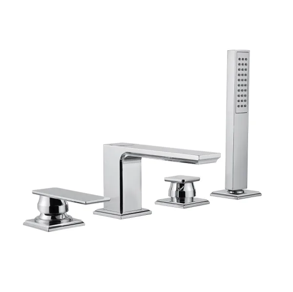 Baterie Cadă Bugnatese ATELIER 9455 Montaj pe Marginea Căzii, 4 Găuri, Set Duș Inclus